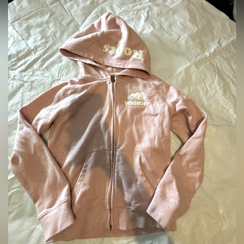 Roots Kids Pink Girls Full Zip Hoodie Size L9/10